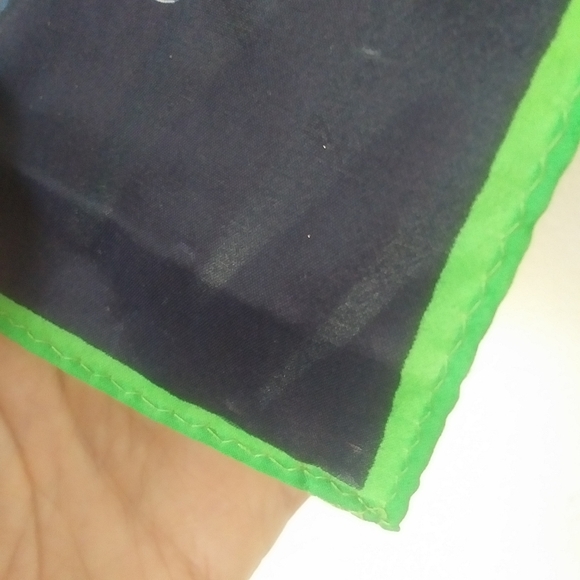 Vintage Paoli Striped Geometric Print Scarf, Navy Blue, Kelly Green & Yellow - Picture 6 of 6